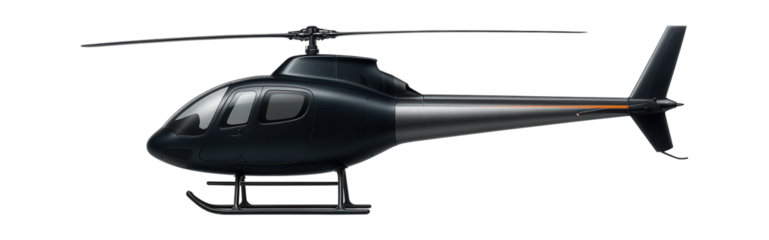 Single-engine helicopter with an elongated tail boom and skid-type landing gear