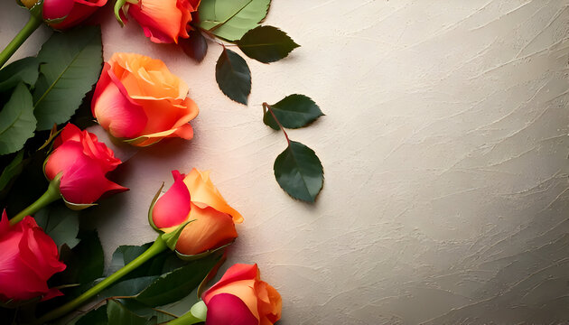 A beautiful arrangement of vibrant roses on a textured background.