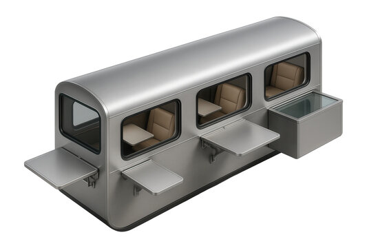Sleeper dining wagon with foldable tables and integrated service counters