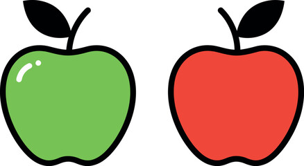 Red and green apples comparison icon