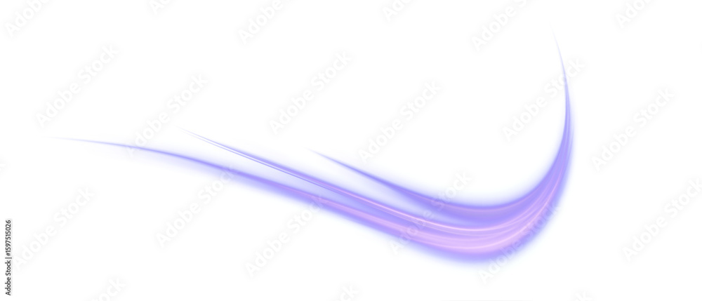 Poster purple-pink arc light with smooth bend and soft glow on white background. suitable for speed themes,