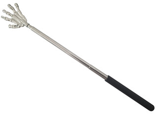 A metal back scratcher in the form of a hand