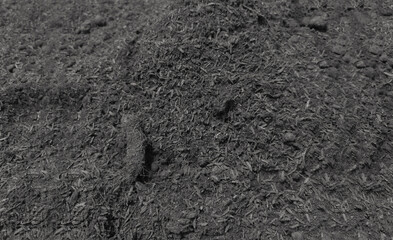 Top view of natural organic fertilizer mixed with rice husk