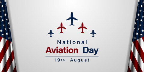 National Aviation Day. Great for posters, banners, social media and more. White background.