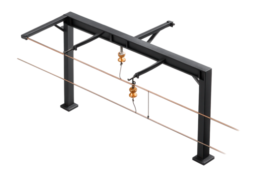 Overhead electrification gantry with suspended catenary wires
