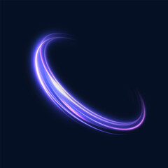 Bright elliptical ring with soft purple glow. Suitable for visualization of signals, portals, energy and digital effects. Vector effect on a dark background. © Valeriia