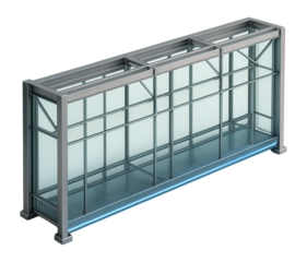 Airport terminal facade with expansive glass walls and steel framework