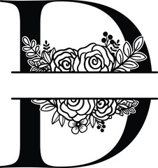 Floral design elements letter D