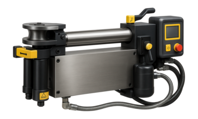 Hydraulic mandrel tube bender with a long stroke and programmable logic controller for intricate bending in shipbuilding yards