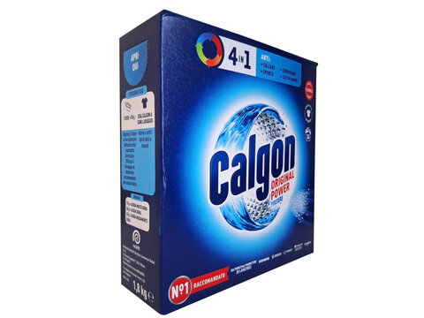 Milan, Italy - September 22, 2024: Isolated cardboard box of Calgon.
