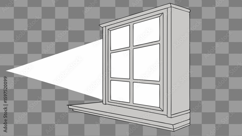 Poster vector simple rectangular window with six pane design, showcasing clean