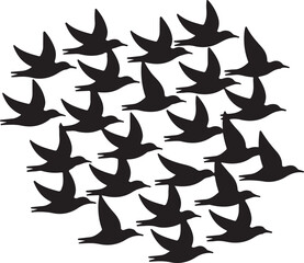 Fototapeta premium Flock of birds in flight forming a dynamic group soaring together in a unified direction