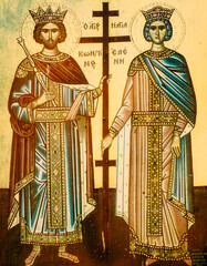 The orthodox icon of St. Constantine and St. Helen in the church