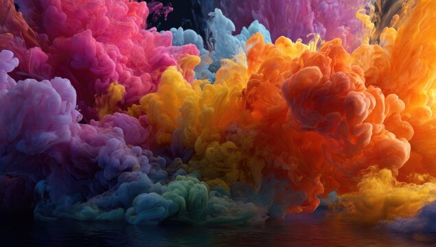 Colorful ink clouds swirling in liquid - Powered by Adobe