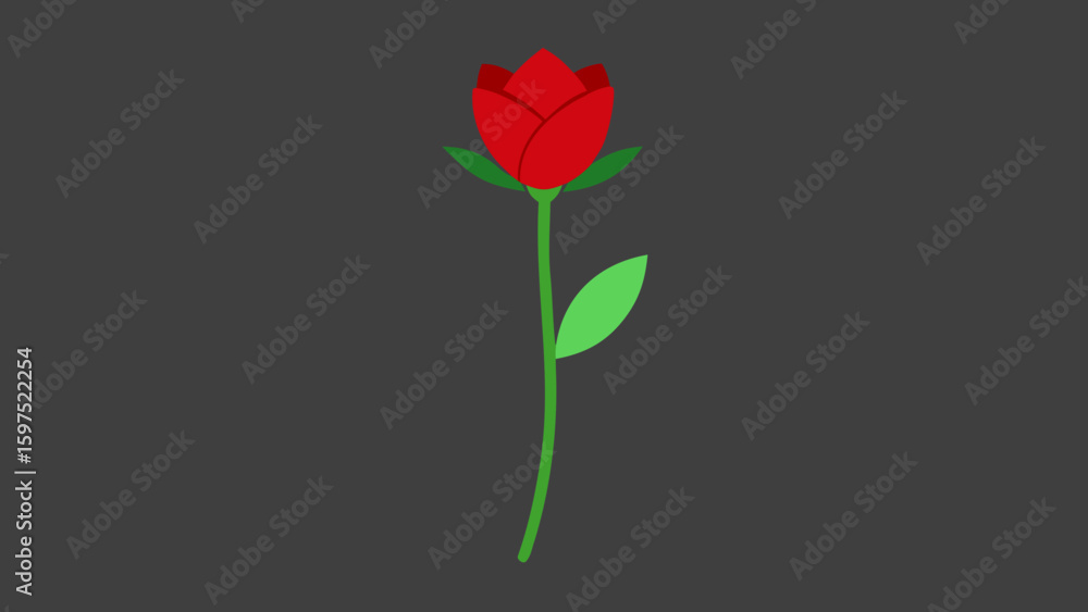 Poster simple red rosebud design depicted on charcoal gray background suitable for various applications