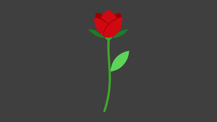 Simple red rosebud design depicted on charcoal gray background suitable for various applications