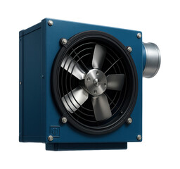 Fototapeta premium Industrial-grade ventilation unit with a corrosion-resistant housing and a high-powered axial fan for a marine engineering workshop