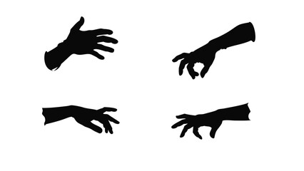 Fototapeta premium silhouette collection of human hands in different gesture positions on white background