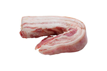 Single raw pork belly cut, isolated on transparent background.