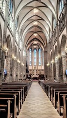 Interior of the  Cathedral Church of Our Lady of the Immaculate Conception, informally known as Myeongdong Cathedral. Seoul, South Korea.