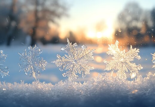 Intricate ice crystals sparkling on frosty windowpane snowflakes winter - Powered by Adobe