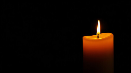Single Orange Candle Flame in Darkness for Meditation, Relaxation, and Ambience