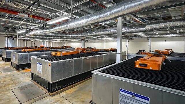 Industrial server room with cooling units