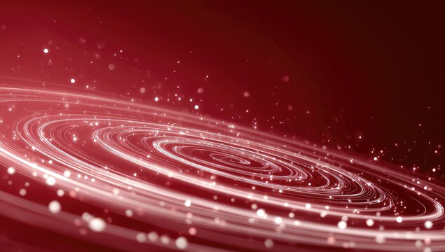 Abstract swirling spiral, light trails on deep red background