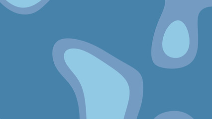 Flat abstract background with layered organic shapes in various shades of blue
