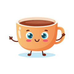 cup in cute cartoon character style with expressive face and limbs.