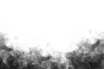 black cloud fluffy, fog or mist or smoke for overlay and design. isolated on transparent background. PNG file