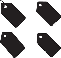 Four black price tags in a row silhouette