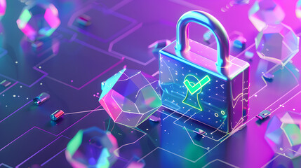 Sleek 3D illustration of a modern padlock
