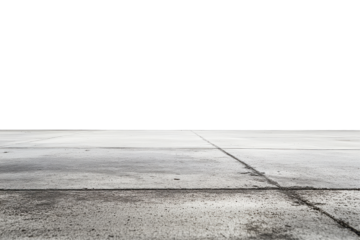 Weathered concrete surface with visible cracks and texture isolated on transparent background. Concrete floor isolated on white background.