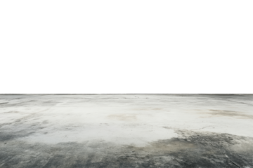 Weathered concrete surface with visible cracks and texture isolated on transparent background. Concrete floor isolated on white background.