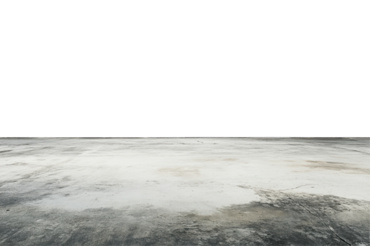 Weathered concrete surface with visible cracks and texture isolated on transparent background. Concrete floor isolated on white background.