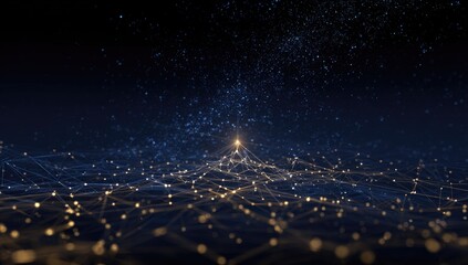 Abstract digital network with a central luminous point