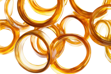 Crispy fried brown onion rings isolated on transparent background. Crispy golden brown onion rings isolated on white background.