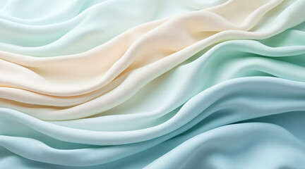 Obraz premium Soft Fabric Texture with Flowing Shades of Mint, Blue, and Creamy White Tones