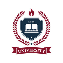 University Education Shield Laurel Vector Logo