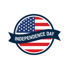 Independence Day USA Flag Ribbon Vector Emblem