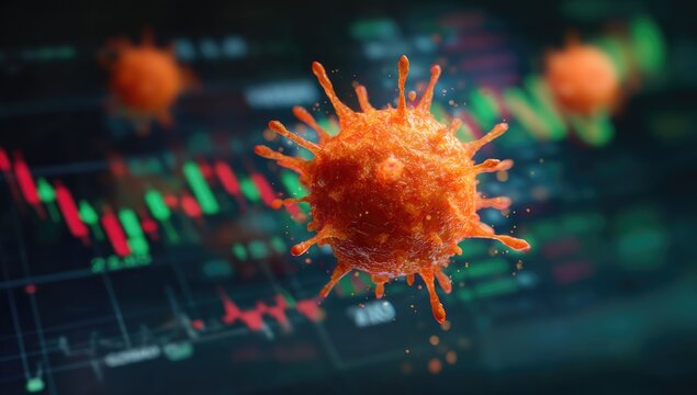 Virus over financial charts
