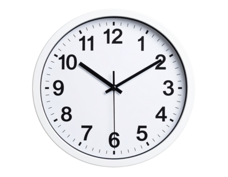 Modern Wall Clock Isolated on Transparent Background