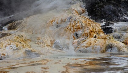 Overview of Orakei Korako Geothermal Park, Taupo, North Island, New Zealand