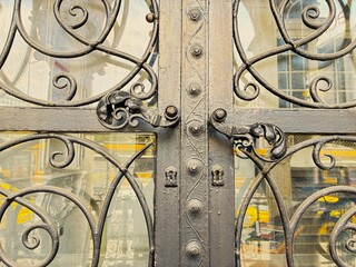 Unique wrought iron door handle.