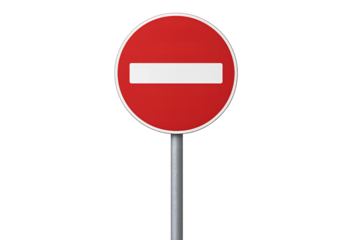 No entry road sign isolated on white