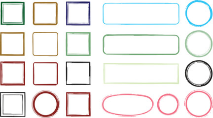 Vector frame collection set, square, circle, rectangle, oval, brush stroke, border, design element, graphic