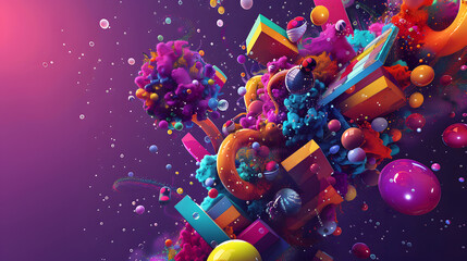 Surreal and dynamic 3D abstract composition