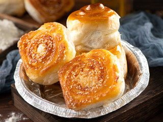 Baked bread in a cube shape, beautiful Maillard reaction