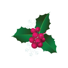 Festive Holly Leaves and Red Berries Clipart for Christmas Design
